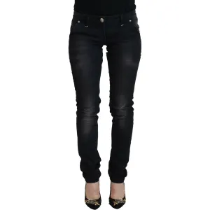 Acht Sleek Black Washed Low Waist Skinny Jeans