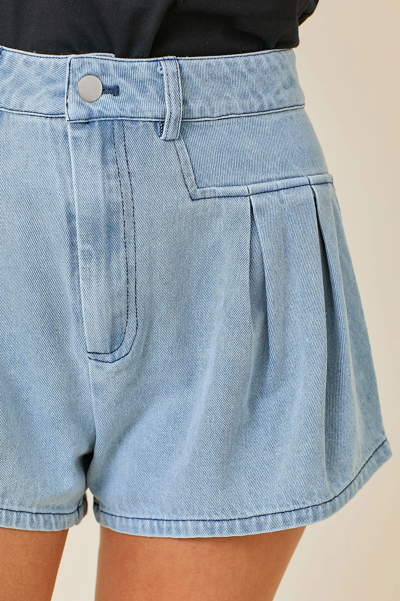 Aiko Denim Shorts - Washed Denim