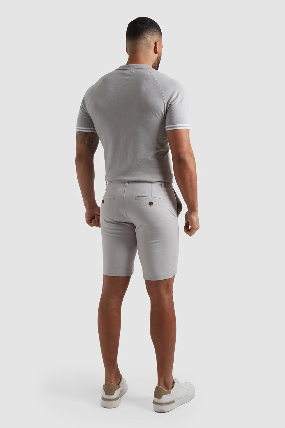 Athletic Fit Chino Shorts in Pale Grey