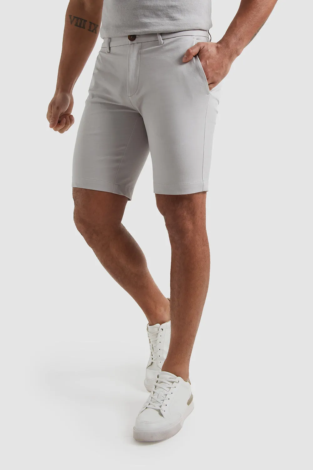 Athletic Fit Chino Shorts in Pale Grey