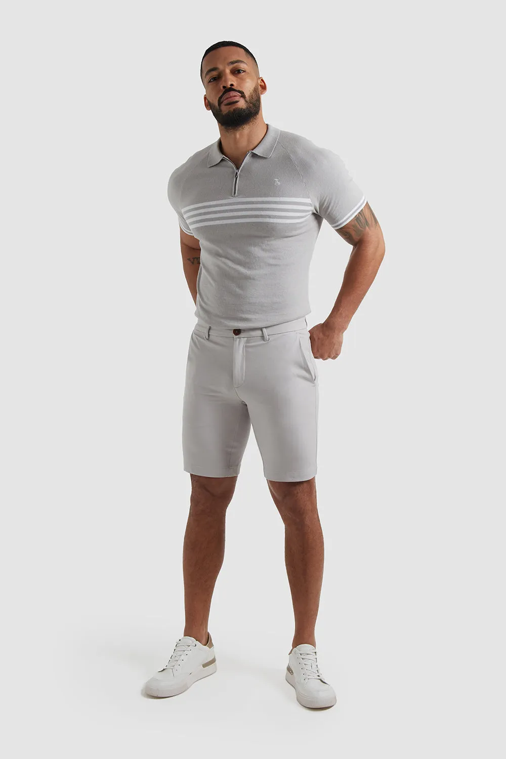 Athletic Fit Chino Shorts in Pale Grey