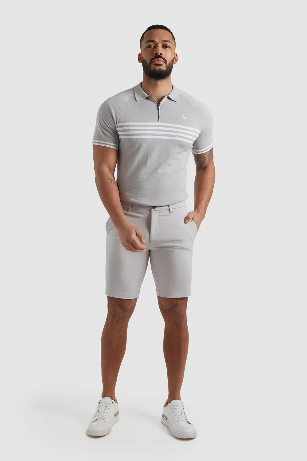 Athletic Fit Chino Shorts in Pale Grey