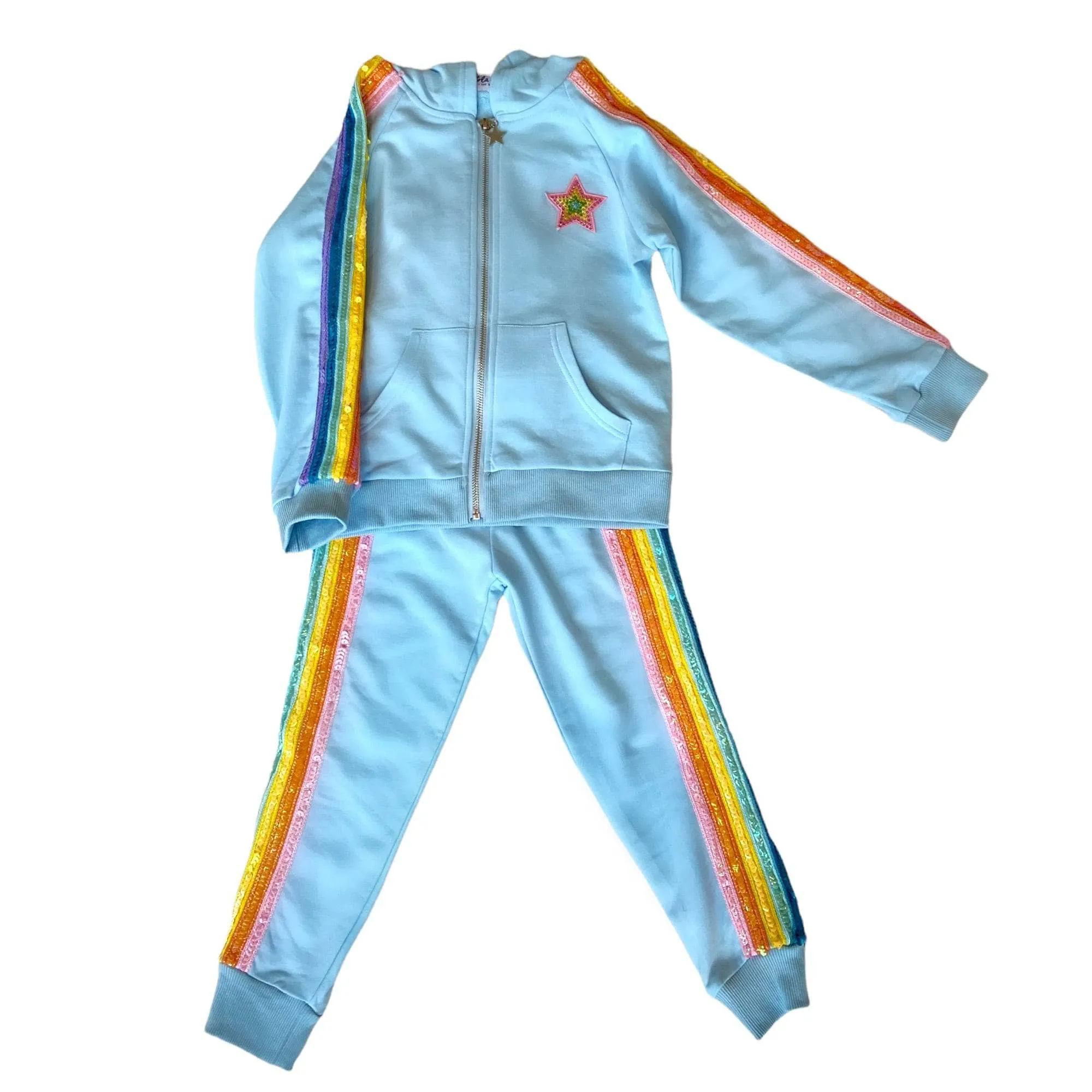 Baby Blue Rainbow Sequin Joggers Set