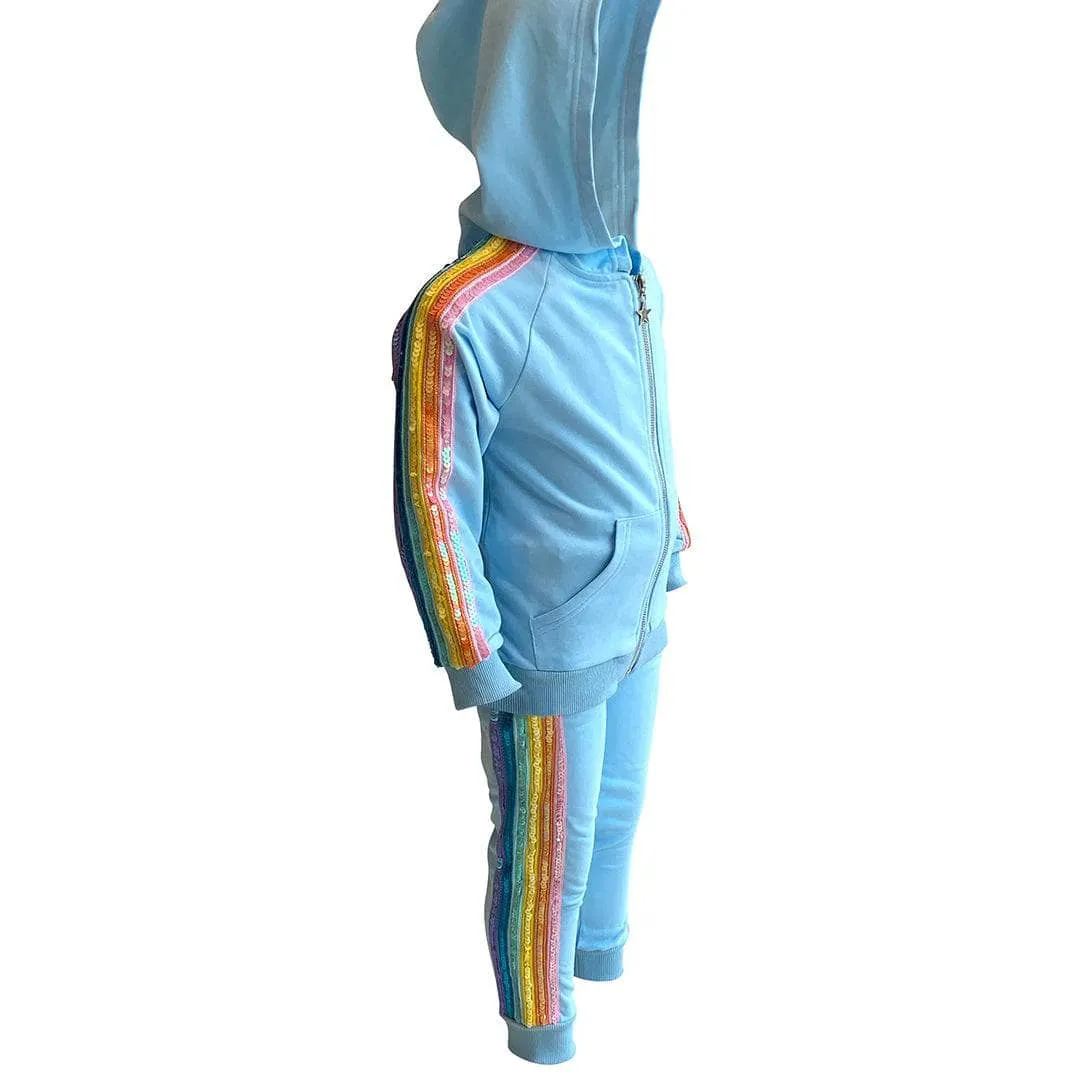 Baby Blue Rainbow Sequin Joggers Set