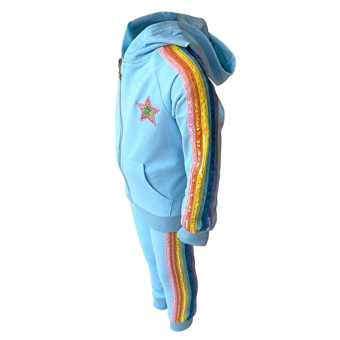 Baby Blue Rainbow Sequin Joggers Set