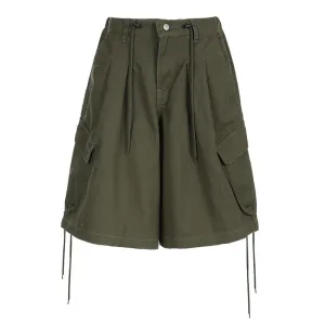 Baggy Cargo Shorts with Drawstring Details