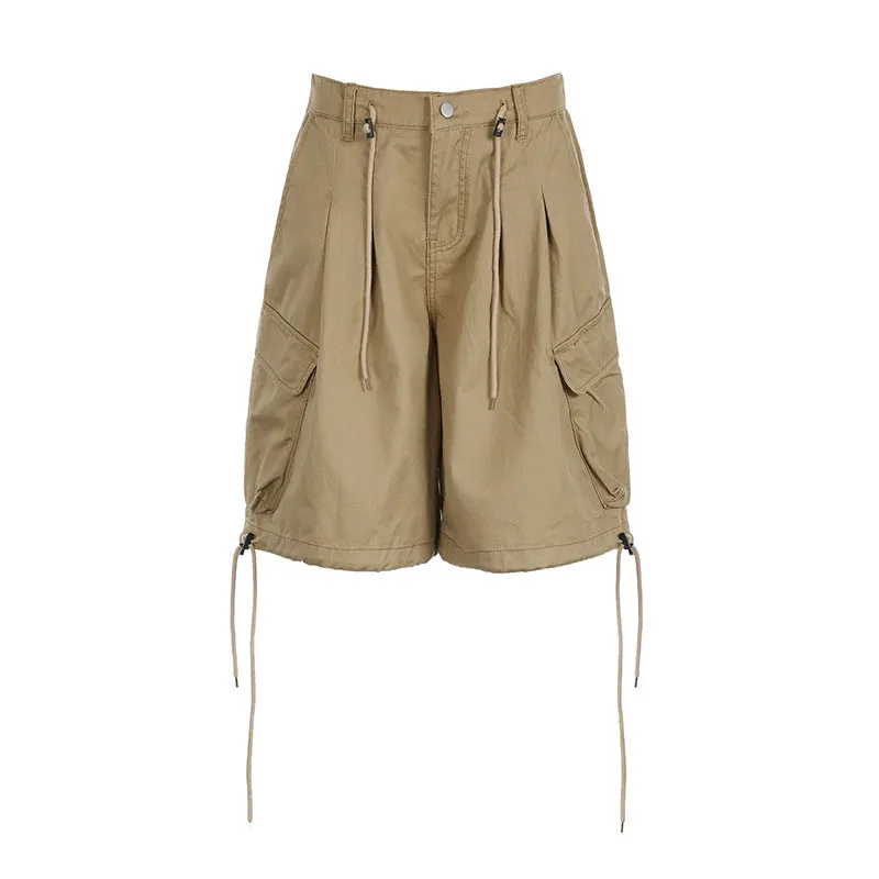 Baggy Cargo Shorts with Drawstring Details