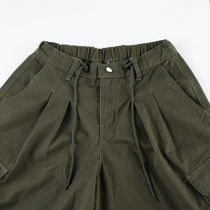 Baggy Cargo Shorts with Drawstring Details