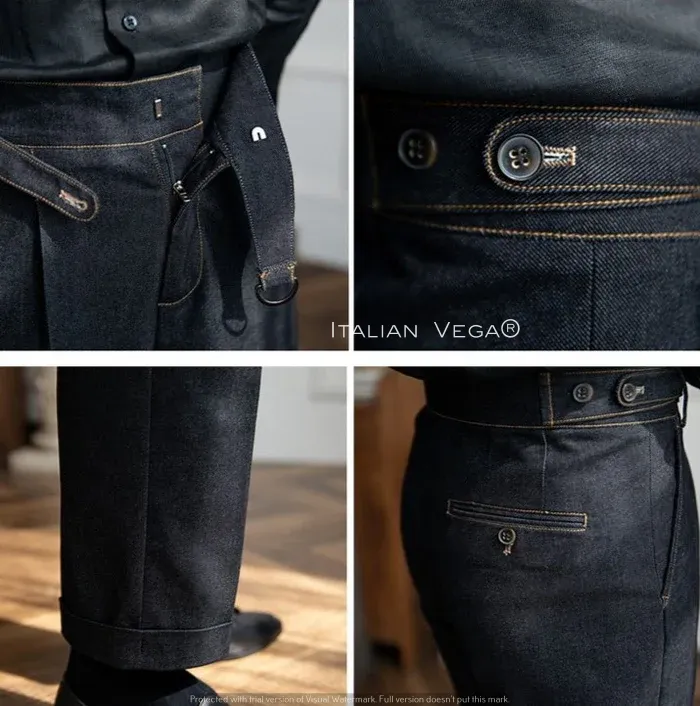 Black Denim Gurkha Trouser by Italian Vega®