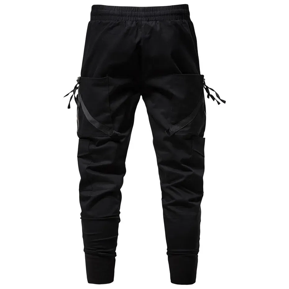 Black Zipper Cotton Jogger Pants