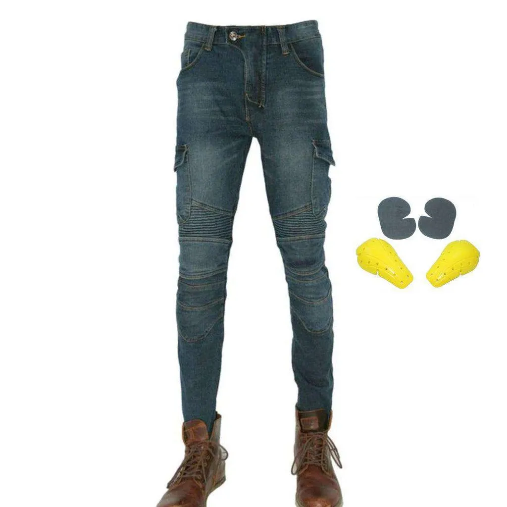 Bleached men biker jeans