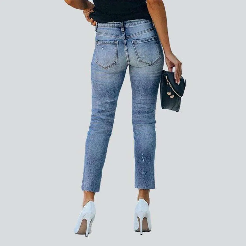 Bleached women slim fit jeans