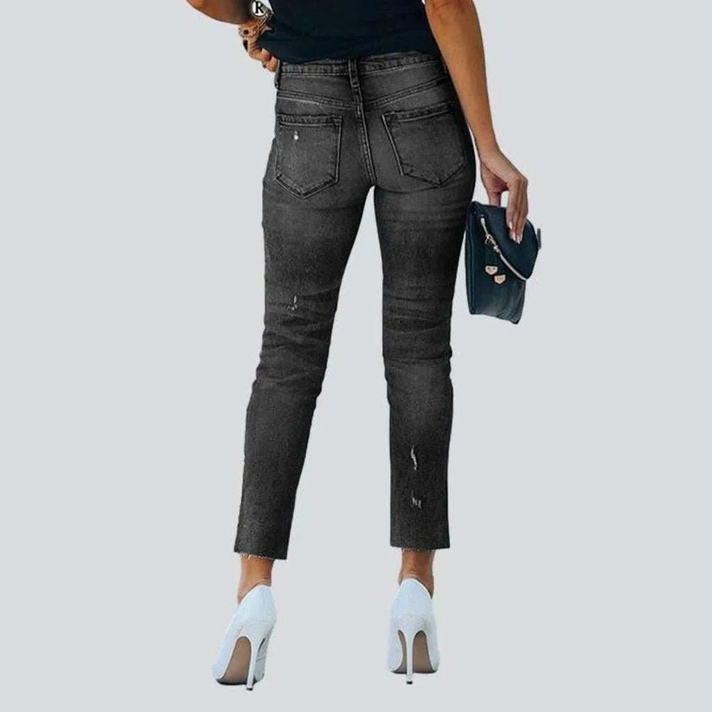 Bleached women slim fit jeans