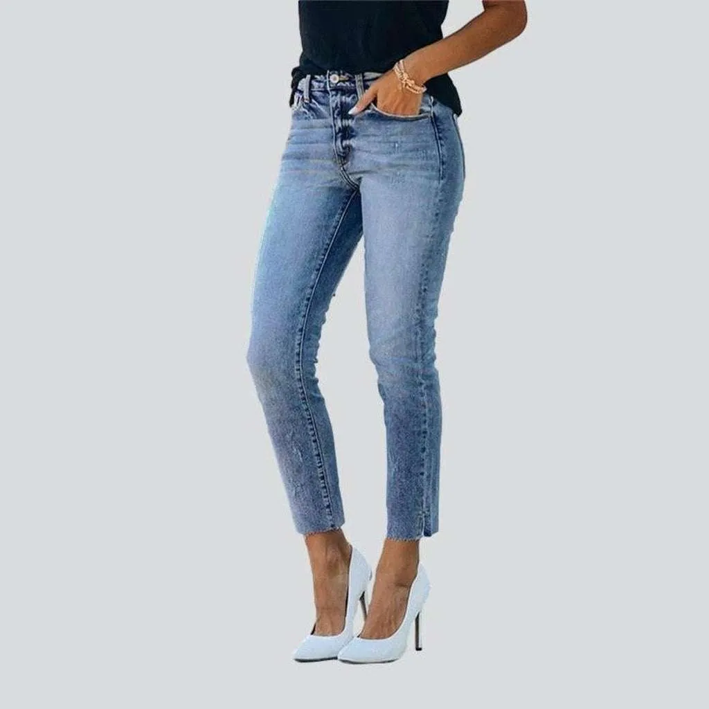 Bleached women slim fit jeans