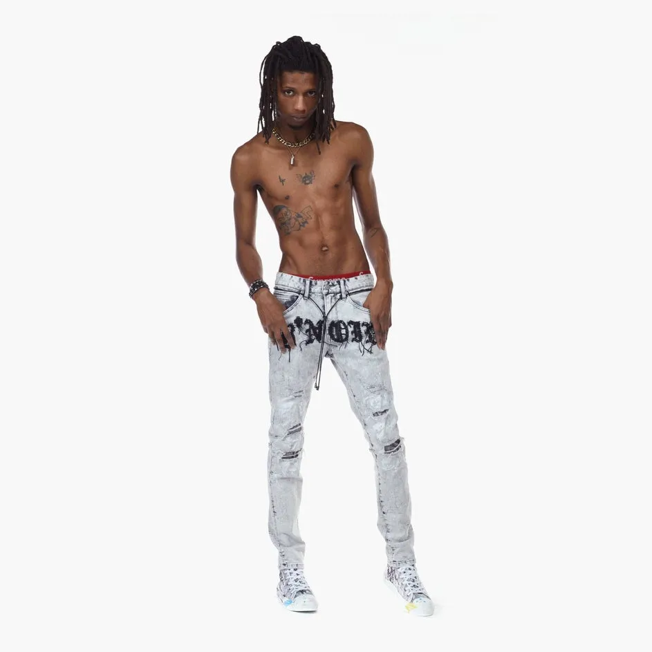 Bleunoir Slim Crotch Logo Ripoff Jeans - Cloudy Grey