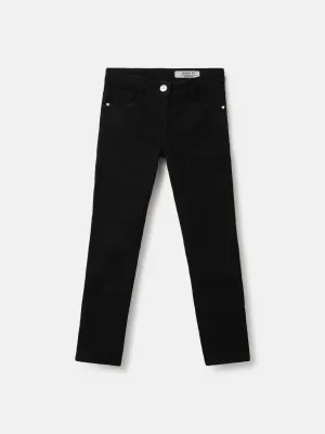 Blue Giraffe Girls Black Solid Fitted Mid-Rise Jeans