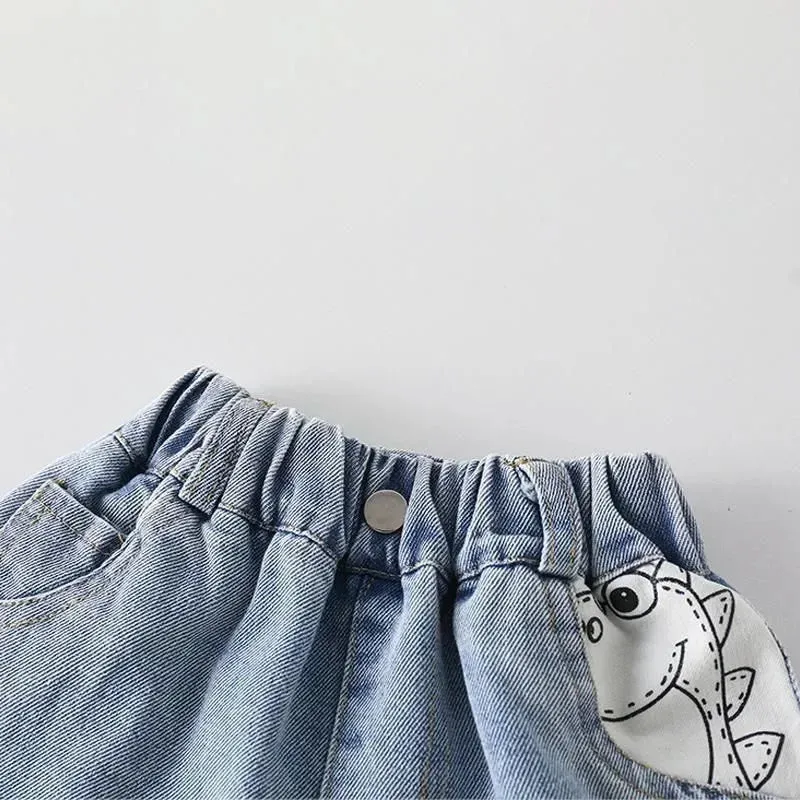 Boys Denim Dinosaur Shorts