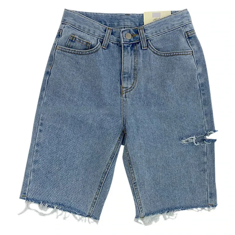 Casual Shorts for Women High Waist Ripped Button Up Denim Shorts