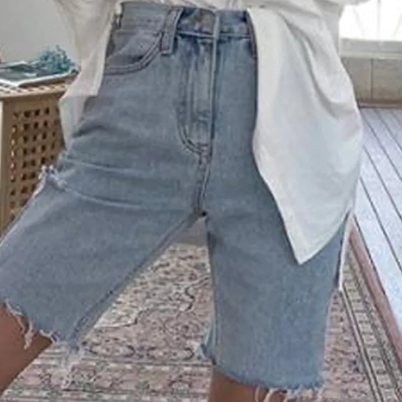 Casual Shorts for Women High Waist Ripped Button Up Denim Shorts