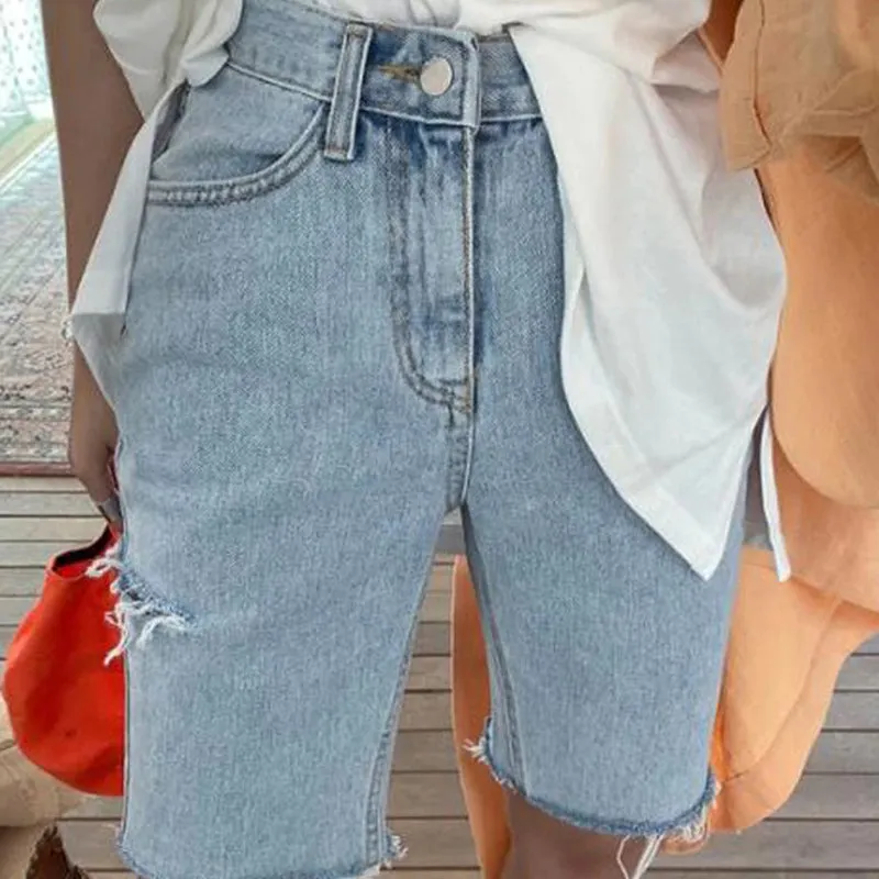 Casual Shorts for Women High Waist Ripped Button Up Denim Shorts