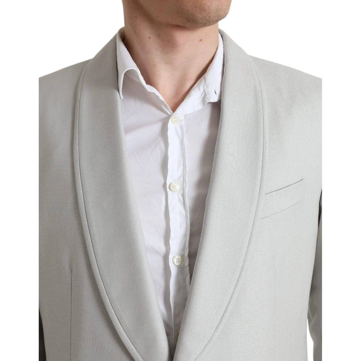 Dolce & Gabbana Elegant Silver Slim Fit Wool-Silk Suit