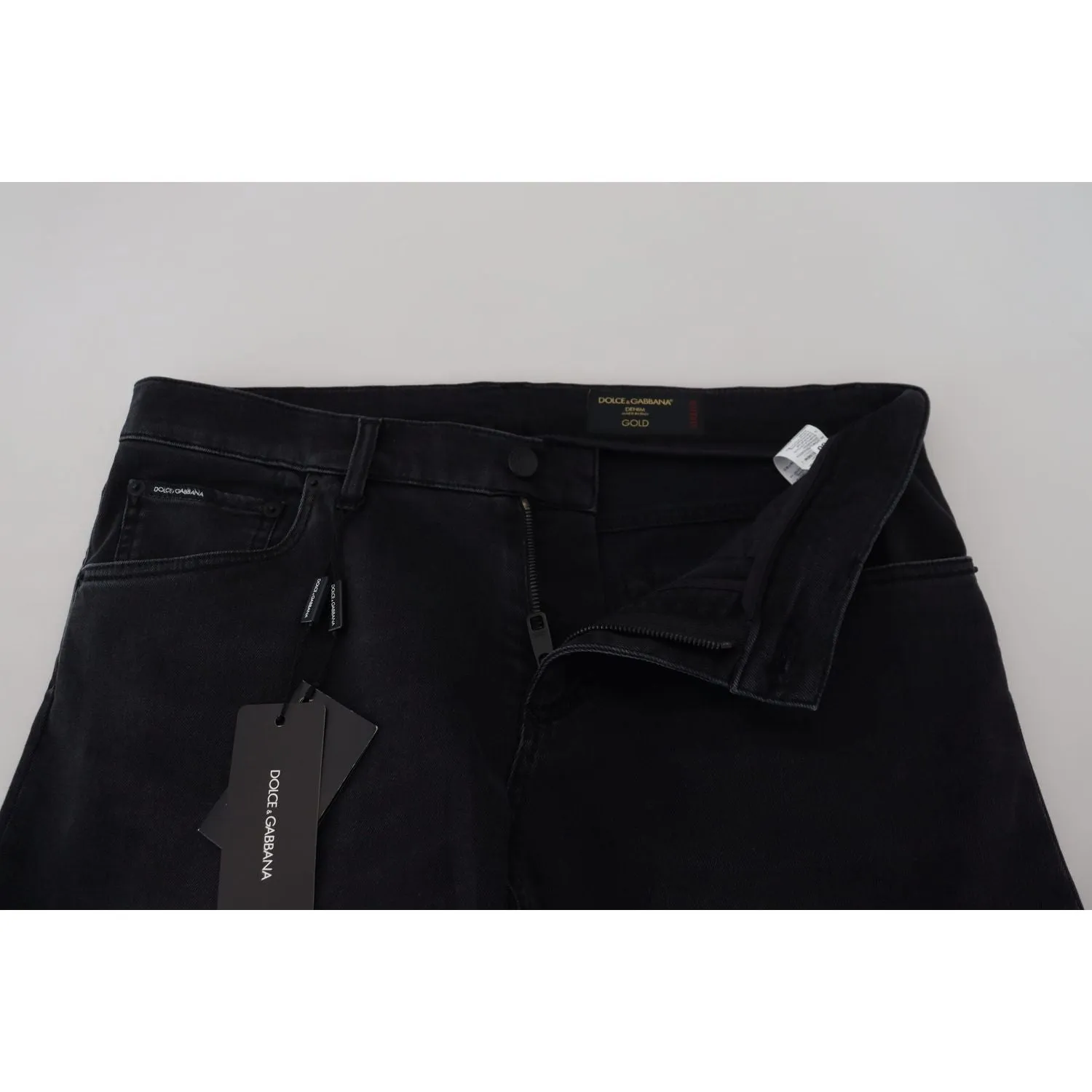 Dolce & Gabbana Sleek Black Cotton Blend Denim Pants