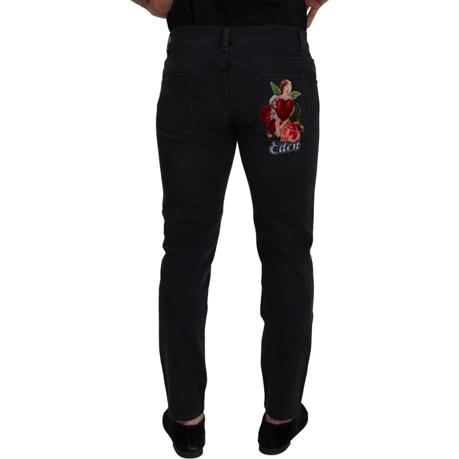 Dolce & Gabbana Sleek Black Cotton Blend Denim Pants