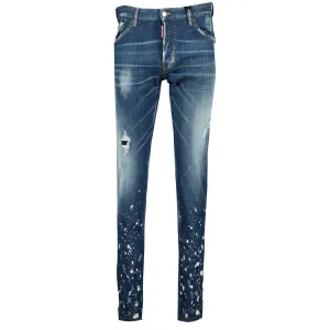 DSquared2 Cool Guy White Paint Distressed Slim Fit Jeans