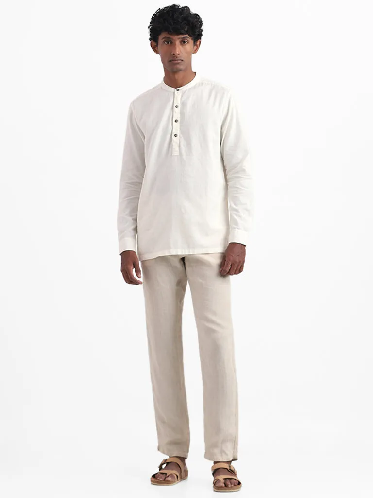 ETA White Solid Cotton Slim-Fit Shirt