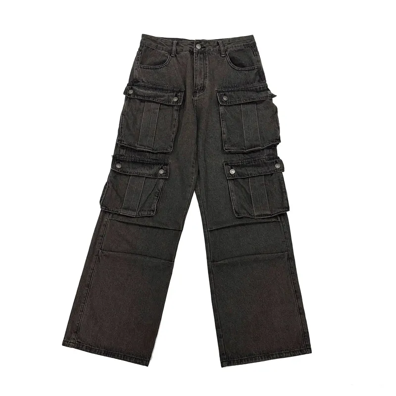 FATEE Functional Washed Cargo Jeans