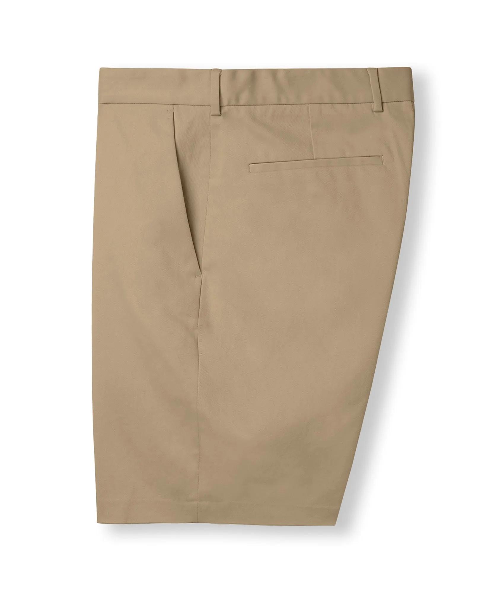 Flat Front 'Fordham' Easy-Care Chino Twill Short with Magnetic Closures - Khaki