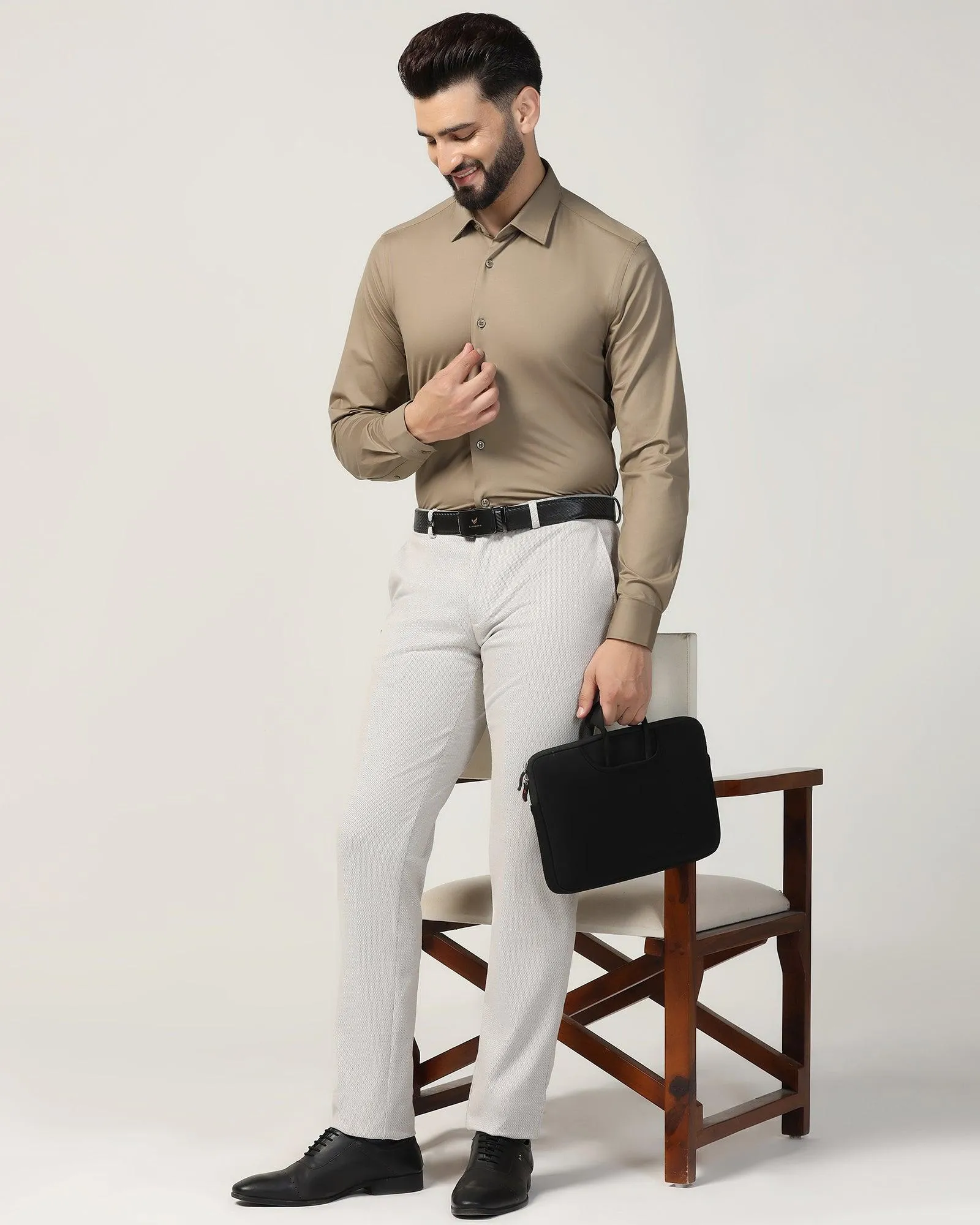 Formal Khaki Solid Shirt - Sofk01