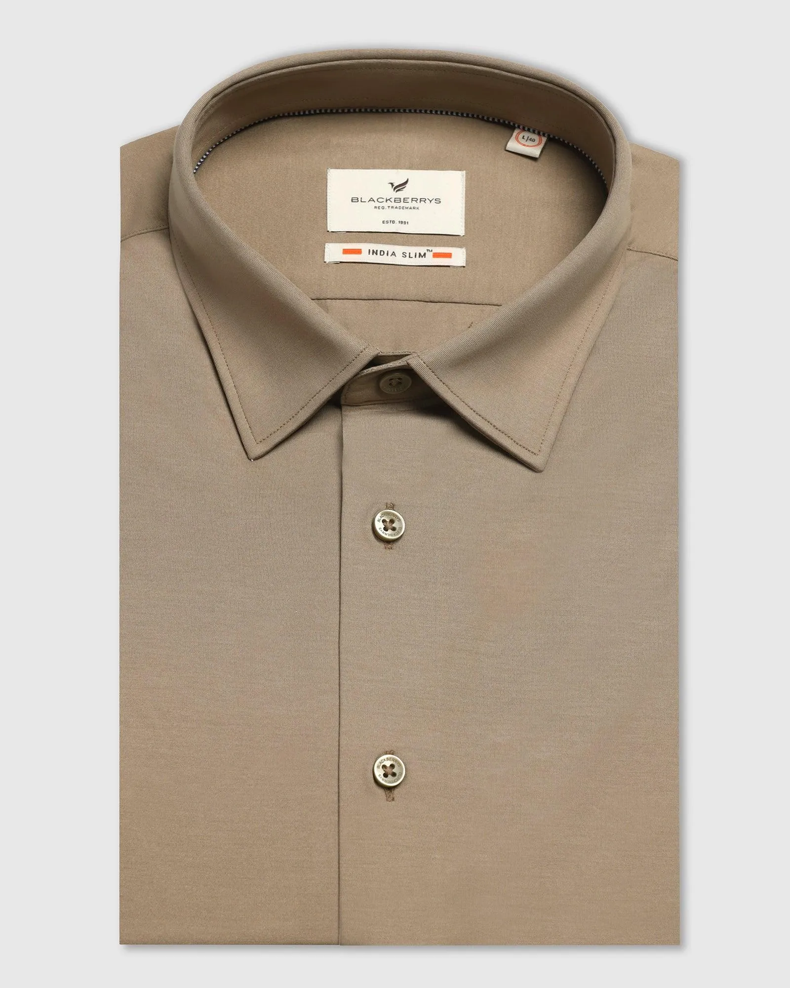 Formal Khaki Solid Shirt - Sofk01