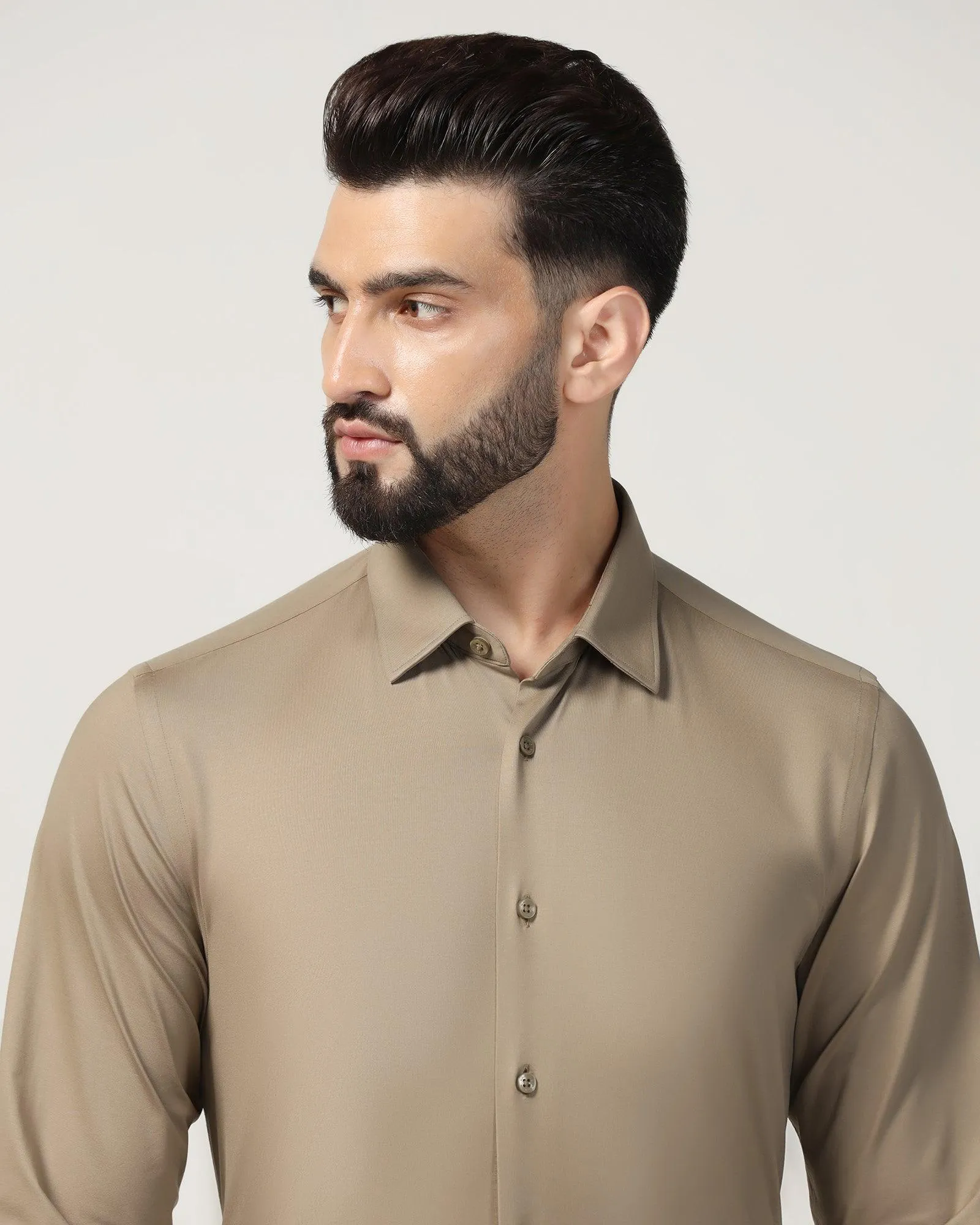 Formal Khaki Solid Shirt - Sofk01