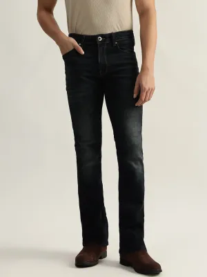 Iconic Men Blue Solid Boot Cut Mid-Rise Jeans