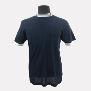 Italian Made Cotton T-Shirt With Trim / Navy