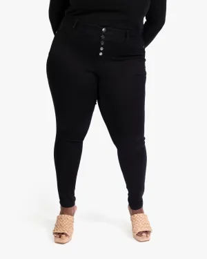 Janet Button Front Skinny Jean | Black