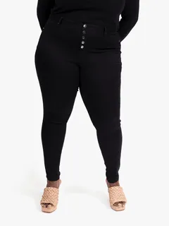 Janet Button Front Skinny Jean | Black