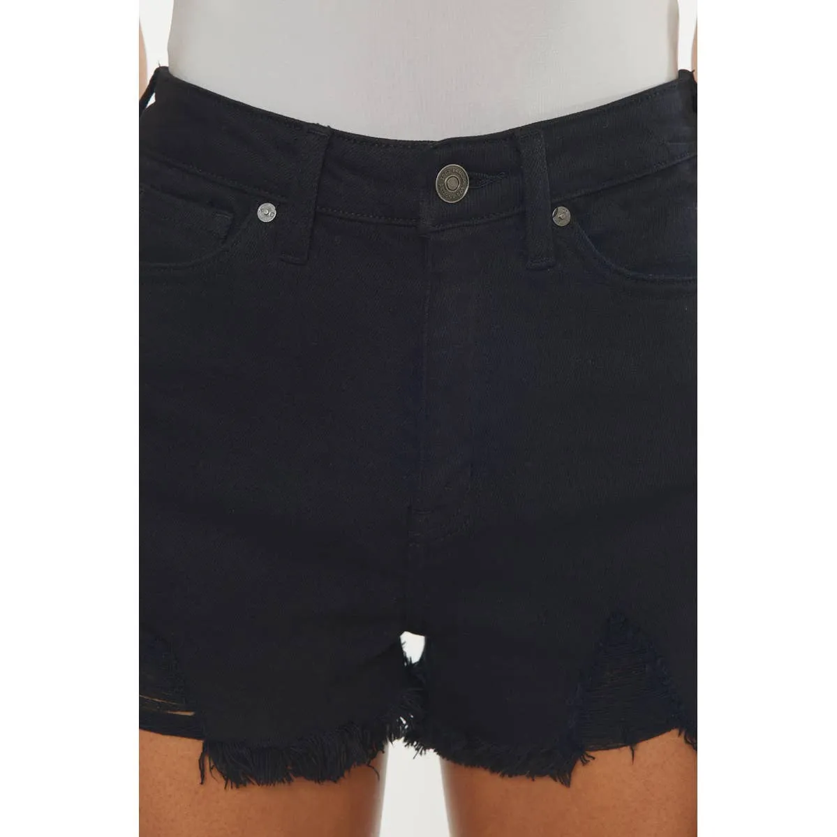 KanCan Black Distresseed Denim Shorts