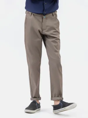 Khaki Taupe Casual Satin Trouser