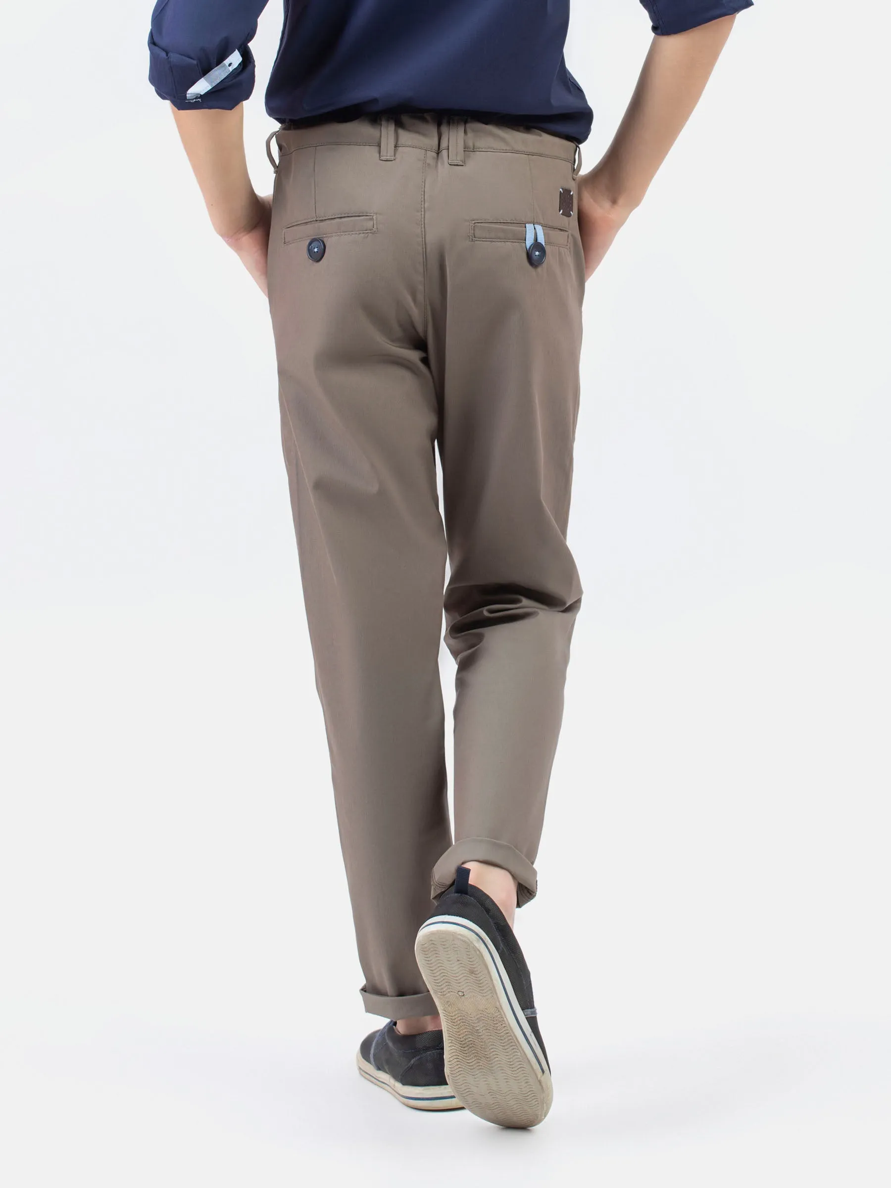 Khaki Taupe Casual Satin Trouser