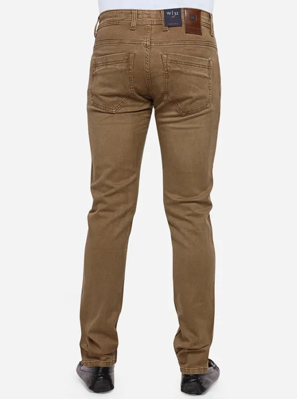 Khaki Washed Slim Fit Jeans | JadeBlue