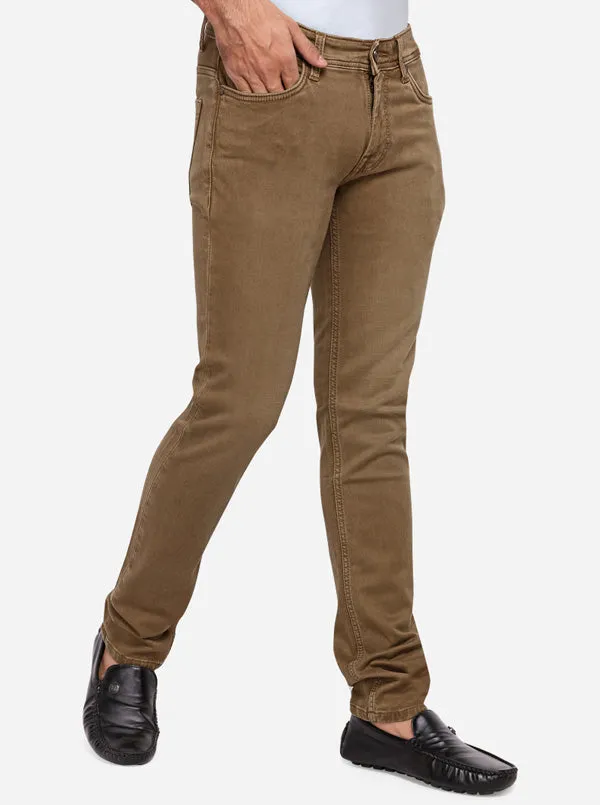 Khaki Washed Slim Fit Jeans | JadeBlue