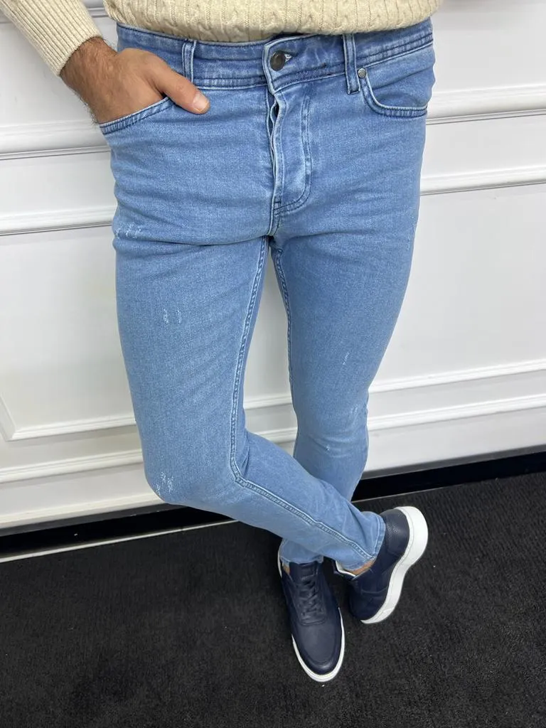 Leon Slim Fit Blue Lycra Jeans