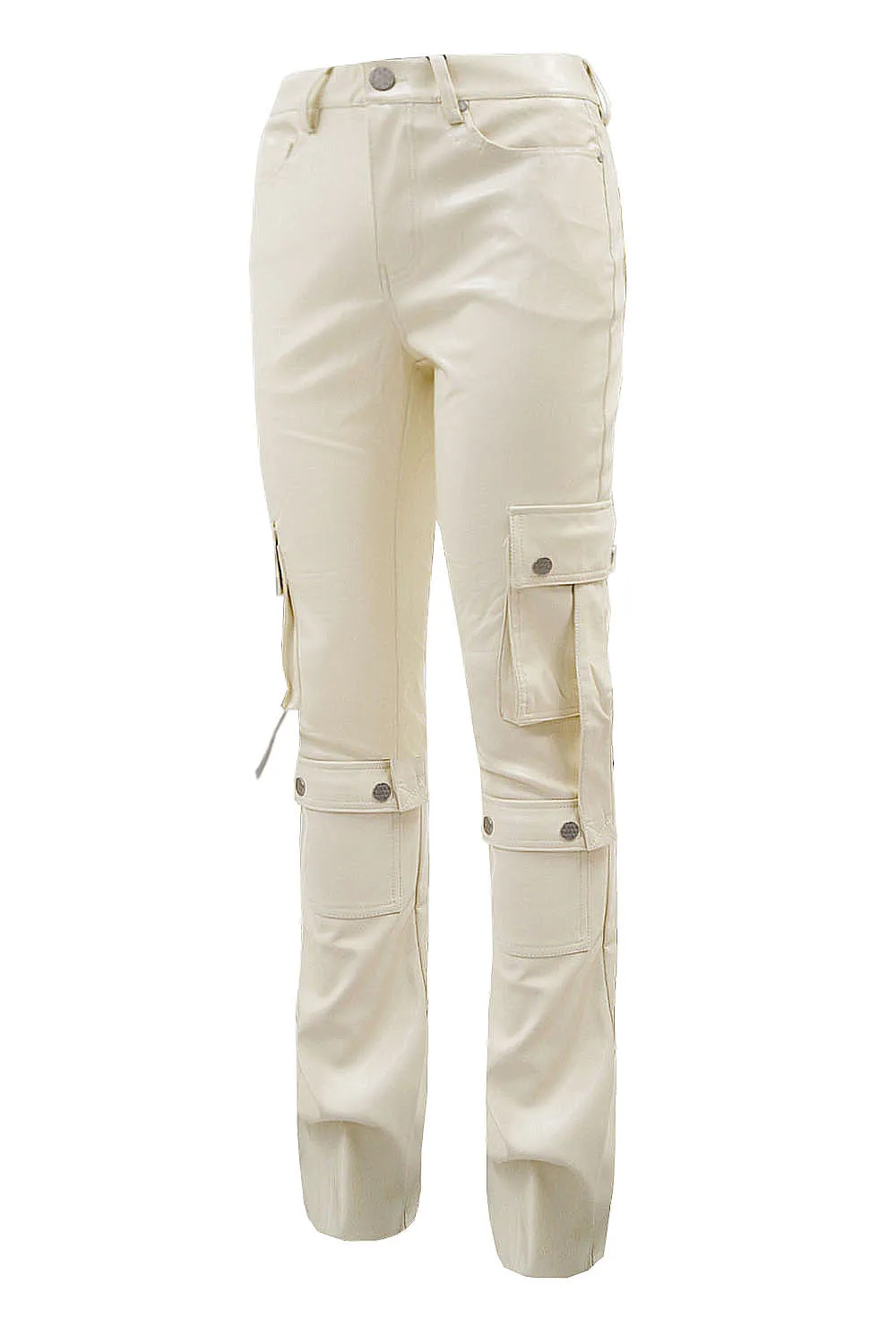 Men's PU Leather Cargo Stacked Pants