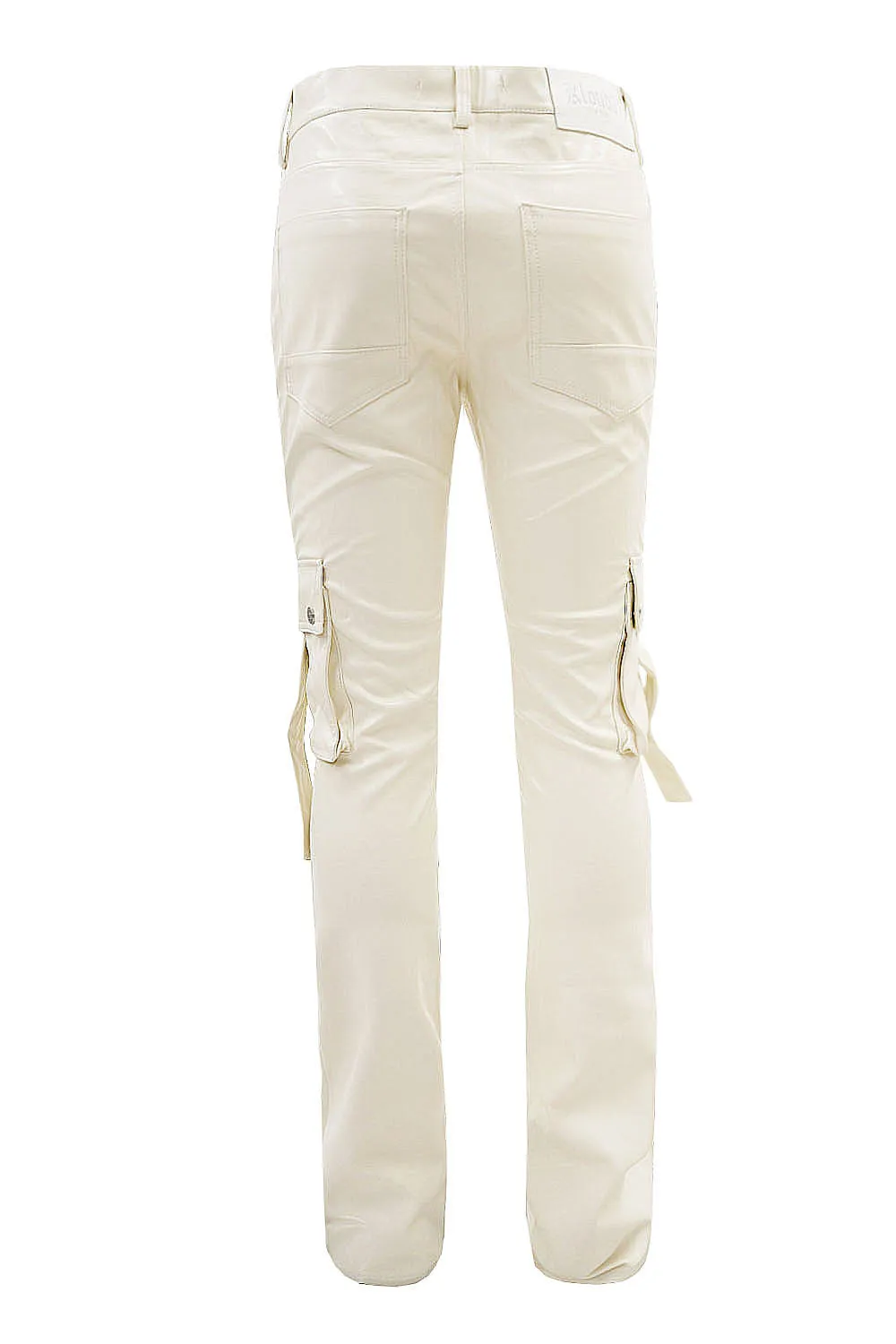 Men's PU Leather Cargo Stacked Pants