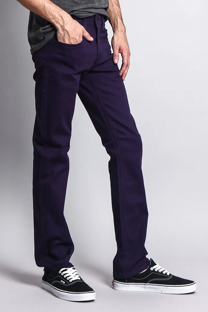 Men's Slim Fit Colored Jeans (Eggplant)