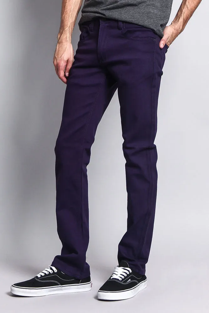 Men's Slim Fit Colored Jeans (Eggplant)