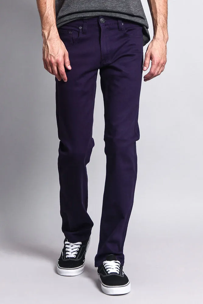 Men's Slim Fit Colored Jeans (Eggplant)