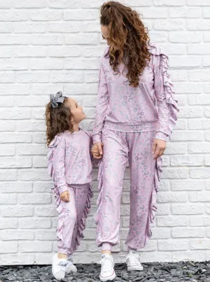 Mommy and Me Love You More Ruffle Jogger Set